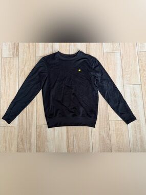 G-Star RAW Men's Track Sweatshirt Small Black Ribbed Sleeve Logo Pullover Crew S